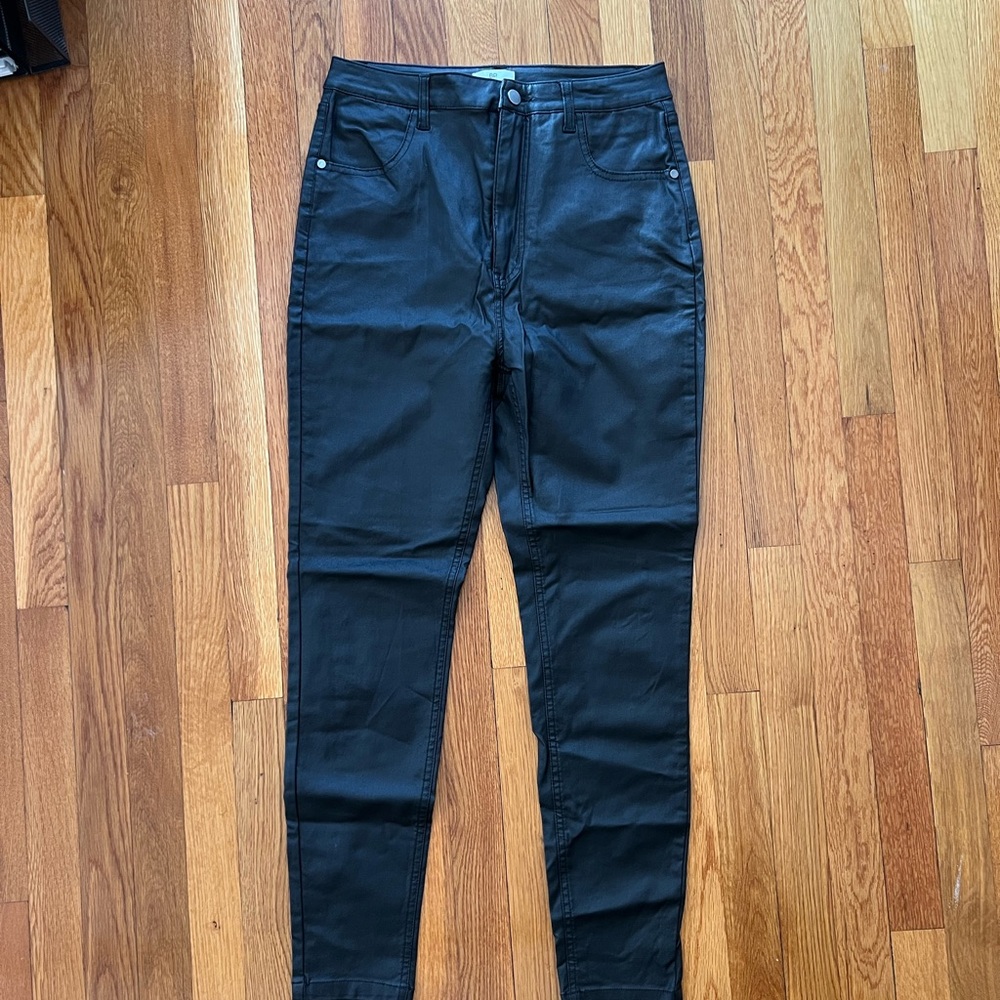 Black High-Waisted Coated Jeans